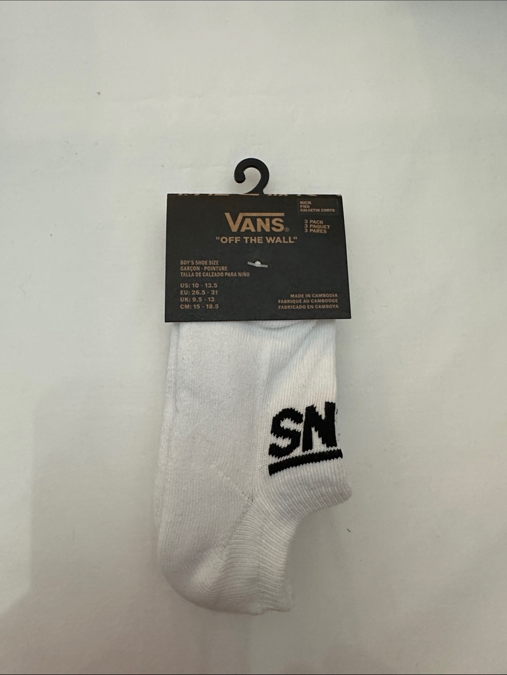 Vans White Low-Cut Socks with Black Logo Accent